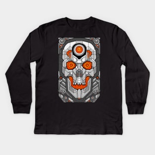 Mecha skull card Kids Long Sleeve T-Shirt